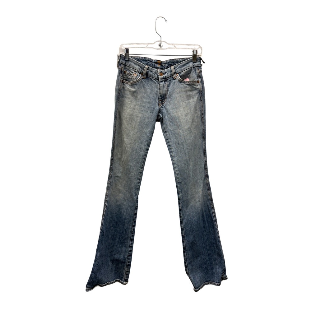7 For All Mankind Flare Jeans Women's Size 4 Blue A‎ Pocket Low Rise Bootcut